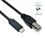 USB-kaapeli C-tyyppi USB 2.0 B-pistokkeeseen, musta, 2,00 m, DINIC-pakkaus (pahvilaatikko)